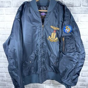 Gibson & Barnes MA-1 Bomber Flight Military Embroidered Jacket B-26 Mens 2XLT